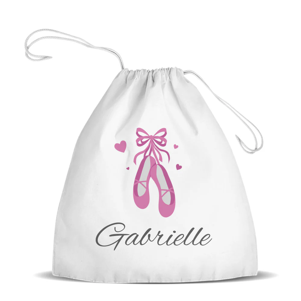 Ballet Shoes White Drawstring Bag