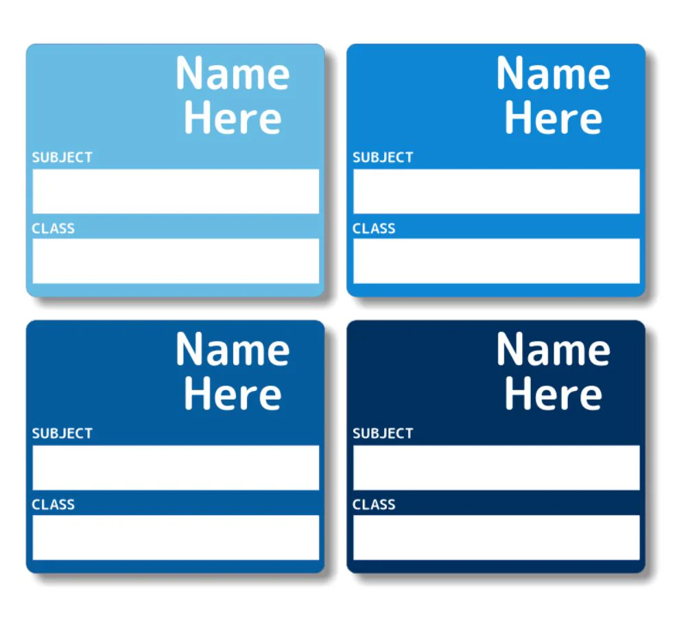 Multi Colour - Blues - School Book Label (Pack of 16)