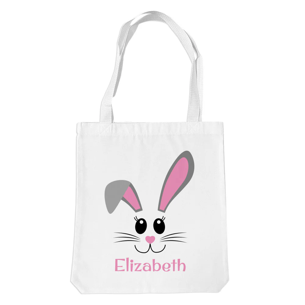 Pink Bunny Face White Premium Tote Bag
