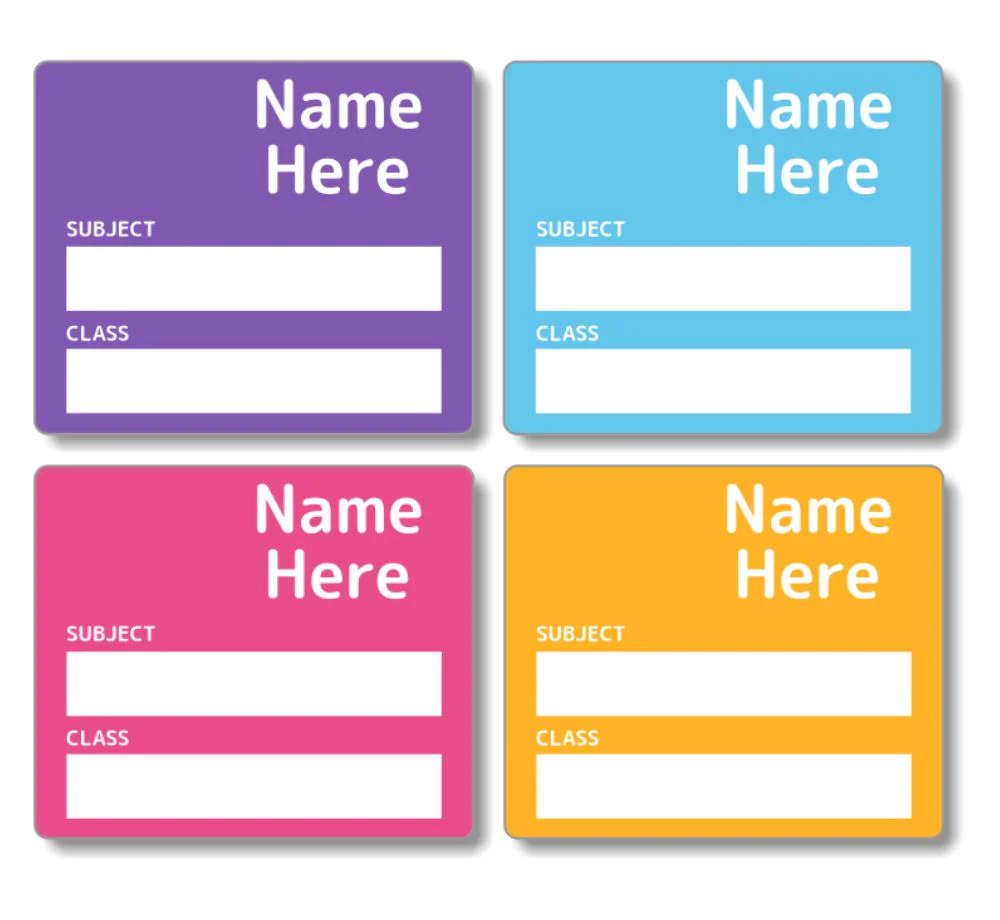 Multi Colour - Vivid - School Book Label (Pack of 16)