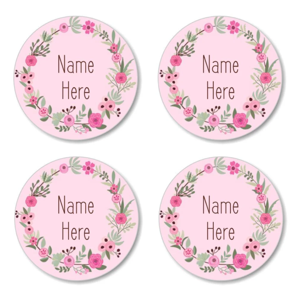 Flower Wreath Round Label (Pack of 30)