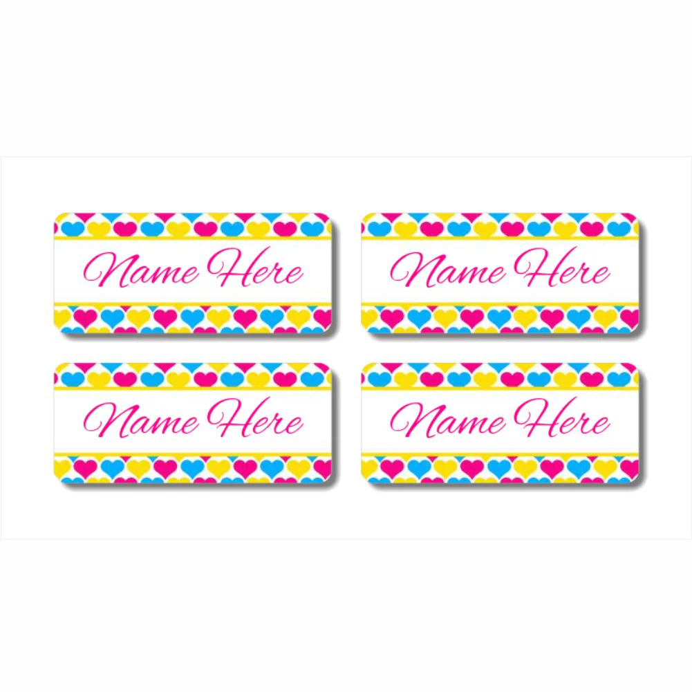 Heart Rectangle Name Labels (Pack of 32)