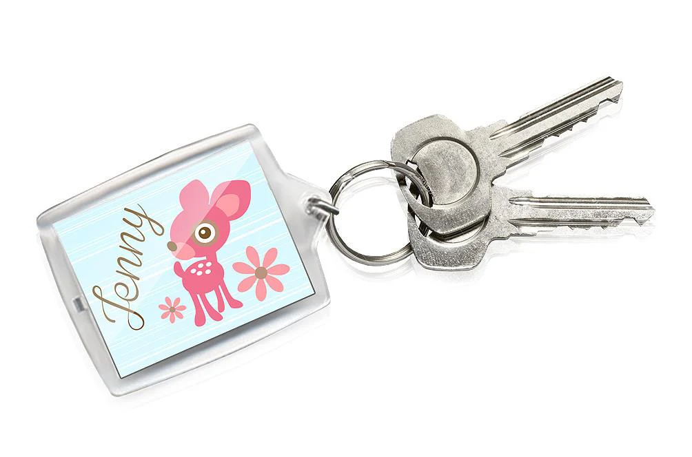 Pink Deer Keyring