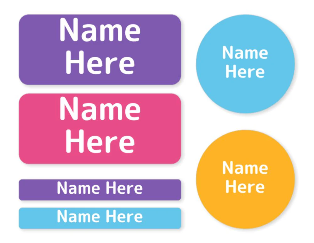 Multi Colour - Vivid - Mixed Name Label Pack
