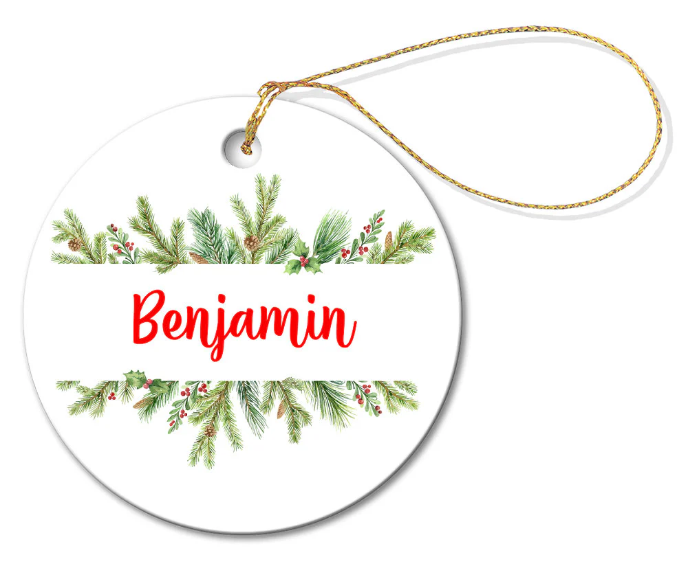 Pine Branches Porcelain Ornament