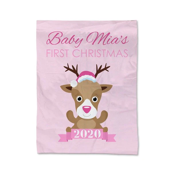 Pink First Christmas Blanket - Small